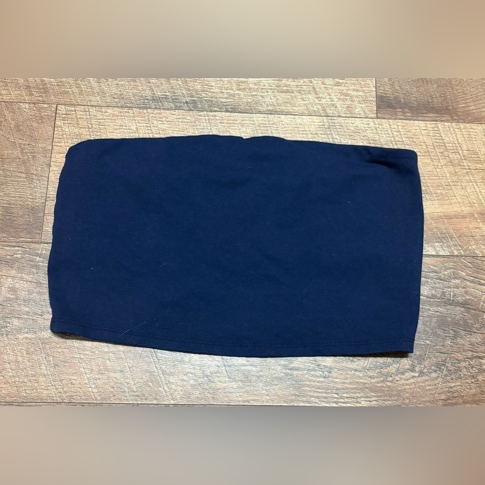 Aerie Navy W/ Embroidery Cropped Tube Top Size Large